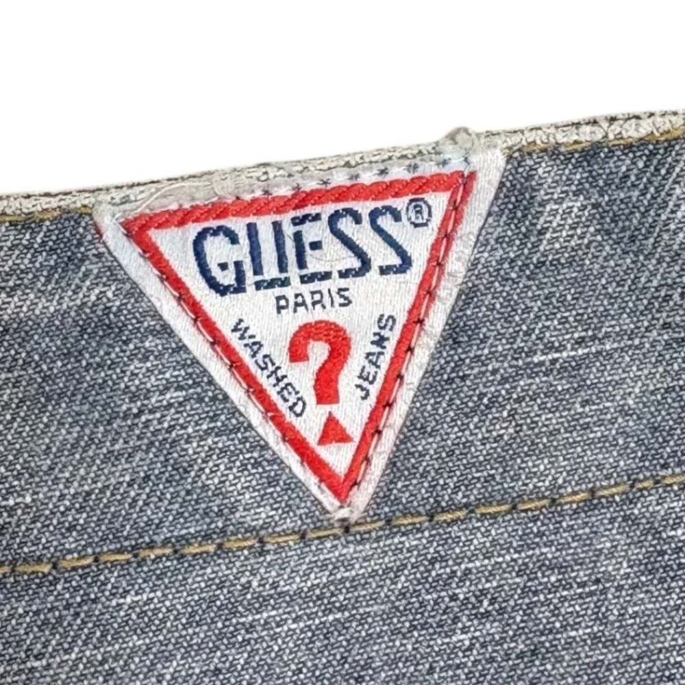GUESS PARIS‎ VINTAGE RARE Men's high waisted cargo jeans leather trim Washed 29